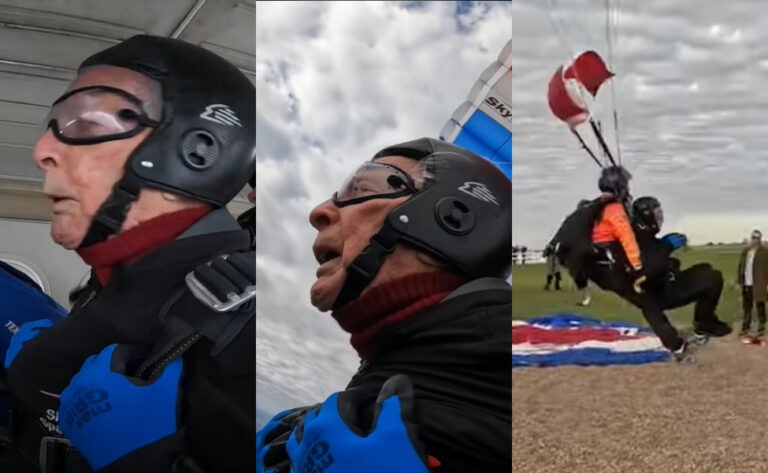 VIDEO   Asnjëherë nuk është vonë për aventura  Në moshën 106 vjeçare  ai theu rekordin e personit më të vjetër që hidhet me parashutë përsëri