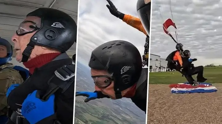Gjyshi 106-vjeçar kërceu me parashutë dhe vendosi rekord botëror (VIDEO)