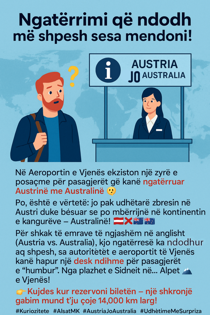 E pa besueshme Aeroporti i Vjenës ka një zyrë për ata që kanë ngatërruar Austrinë me Australinë!