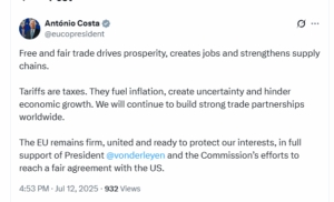 Vjen reagimi i parë nga BE pasi Trump njoftoi taksën 30 % nga 1 gushti, do të synohet arritja e marrëveshjes me SHBA-në