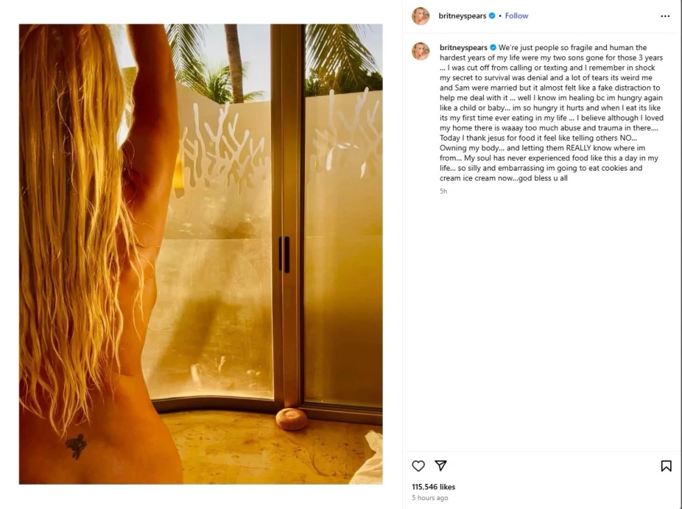 Britney Spears pozon nudo, adhuruesit sërish të shqetësuar për shëndetin e saj mendor