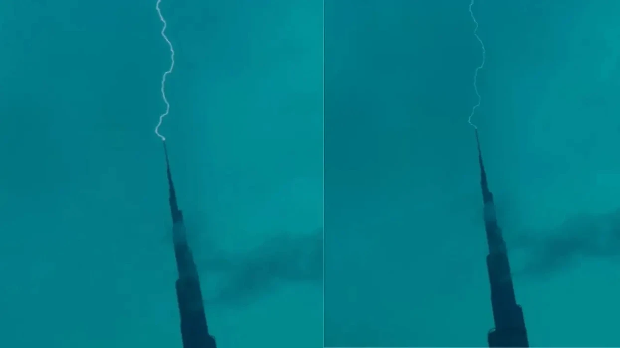 Momenti dramatik kur rrufeja godet Burj Khalifan