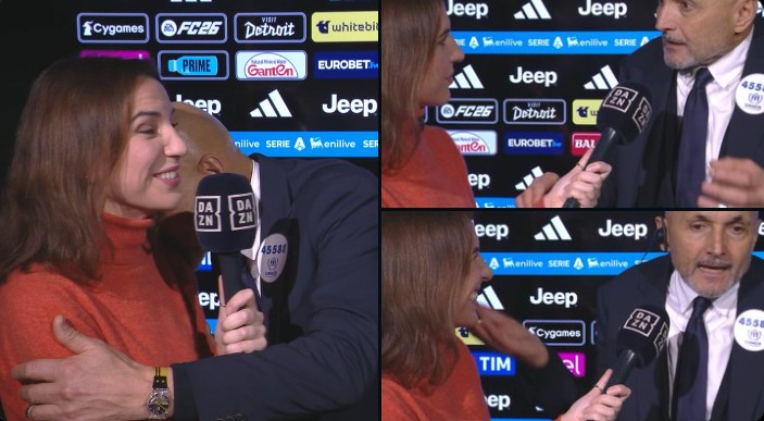 VIDEO   Moment i pazakontë  Spalleti e puth gazetaren gjatë intervistës  