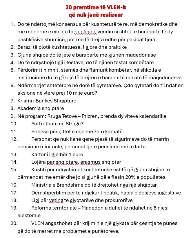 20 premtime të VLEN-it